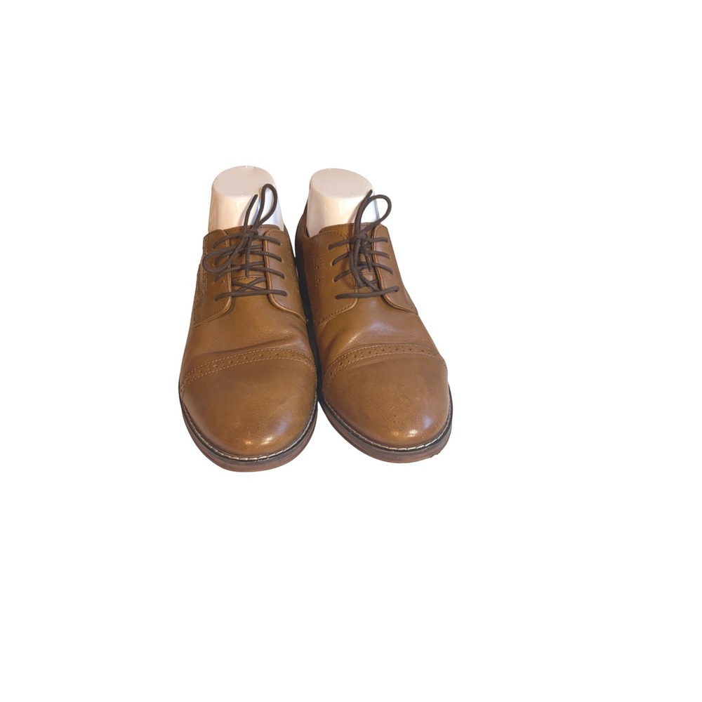 Johnston & Murphy Boys 6M Tan Preppy Leather Cap Toe Brogue Oxford Dress Shoes